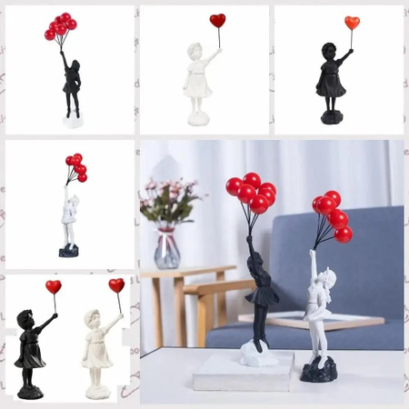 Banksy Fliegendes Ballonmädchen Figur Moderne Kunst Skulptur aus Harz als Tischdekoration
