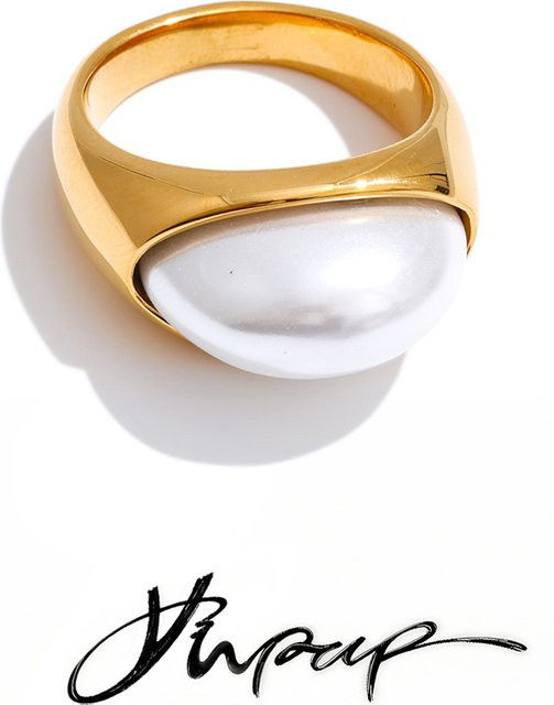 Yhpup Ring Edelstahl, Gold, Perle, Unisex, Größe 67,8 - Bild 1