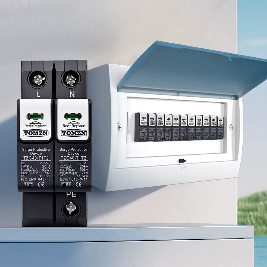 TOMZN TZG40-T1T2 Überspannungsschutzgerät für die DIN-Schiene, Blitzschutz mit 275V 385V AC, 20-50kA 10/350μs und 7kA - Bild 4