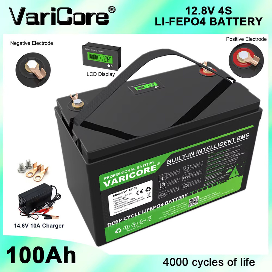 VariCore LiFePO4 Batteriepack 12,8V 100Ah mit 4-Saiten-BMS in Schwarz für Wohnmobile, Golfcarts und Solar- sowie Windenergieanlagen - Bild 5