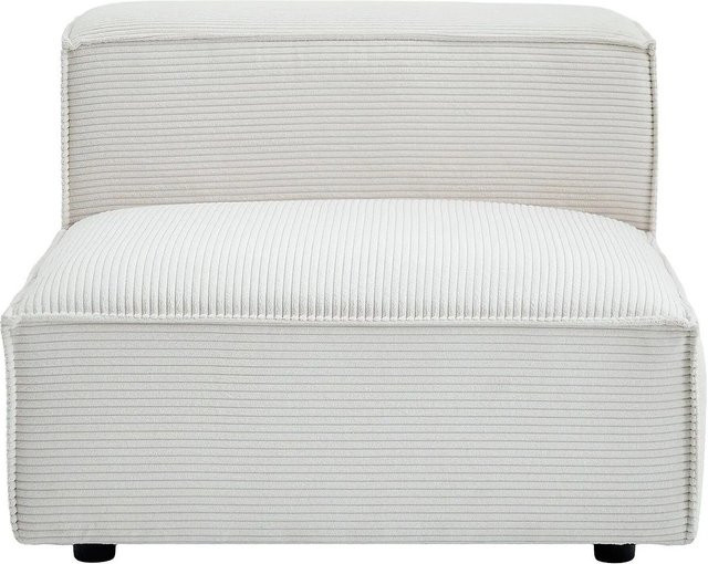Vente-unique Sessel Ruzolo mit gerader Rückenlehne und Armlehnen in Beige aus Cord-Samt, Breite: 90 cm - Bild 1