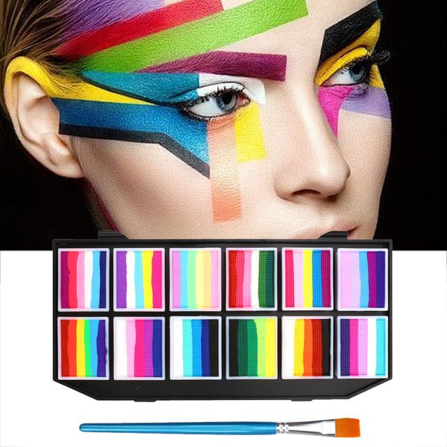 VERONNI Regenbogen-Palette, Gesichts- und Körperbemalung, 12 Farben, Bunt / Mehrfarbig - Bild 1