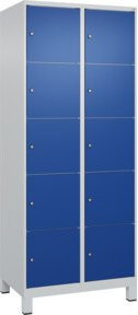 C+P Schließfachschrank Classic PLUS mit Füßen, 2 Abteile, Grau und Enzianblau, B/T/H: 80 x 50 x 195 cm - Bild 1