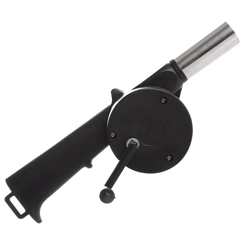 HOCOSHINE Tragbarer Handkurbelventilator als manuelles Luftgebläse und Feuerstarter in Schwarz für BBQ, Camping und Picknick - Bild 2