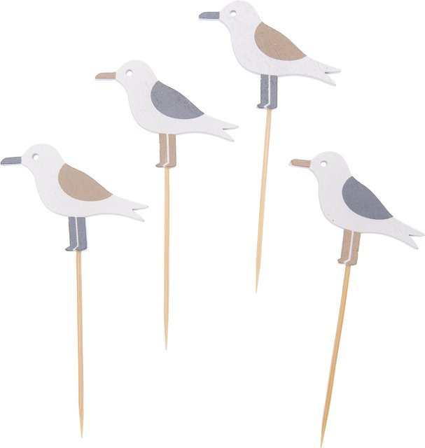 Rico Design Deko-Picker Möwe in Natur und Mehrfarbig aus Holz, 4 Stück, Höhe: 8 cm - Bild 1