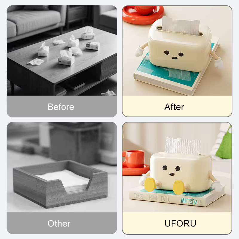 UFORU Dekorative Taschentuchbox aus Kunststoff für Wohnzimmer und Schlafzimmer, Rechteckig, B: 17,5 cm, T: 10,5 cm - Bild 2