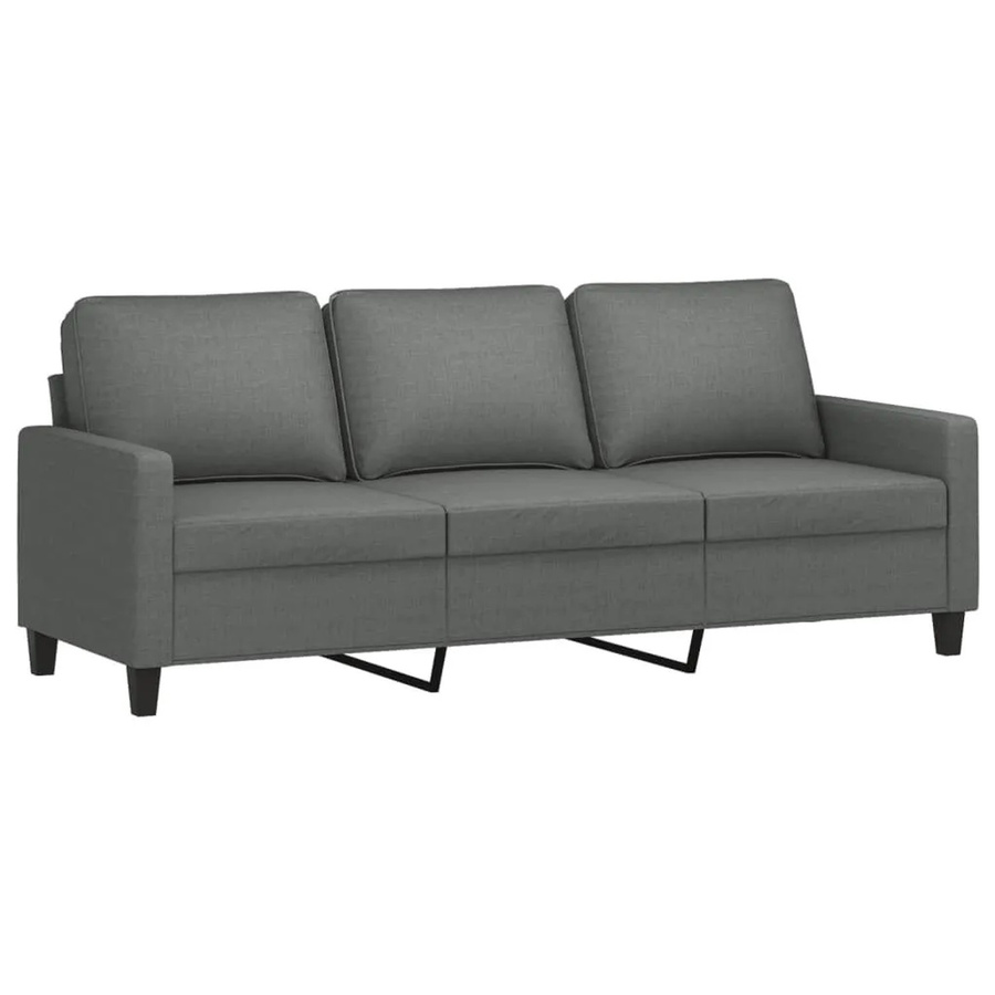 vidaXL 3-Sitzer-Sofa Modernes Polstersofa in Grau mit Stoffbezug und Metallrahmen, Breite: 198 cm, Tiefe: 80 cm, Höhe: 77 cm - Bild 2