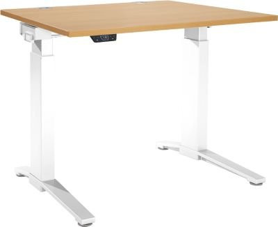 Schäfer Shop Genius Schreibtisch ERGOSTYLE S, elektrisch höhenverstellbar, einstufig, C-Fuß mit Memory Master, Buche/weiß, B: 120 cm, T: 80 cm, H: 71,5-118,2 cm - Bild 1