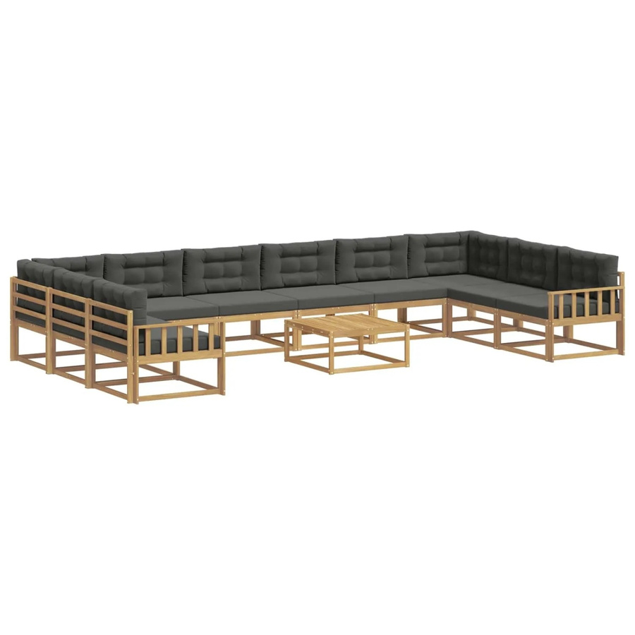vidaXL Outdoor-Sofagarnitur aus massivem Akazienholz mit 11 Kissen in Anthrazit und Weiß - Bild 2