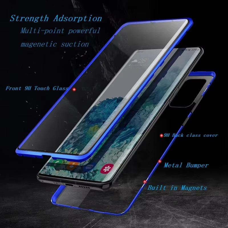Magnetische Metall Handyhülle mit doppelseitiger Glasabdeckung für Samsung Galaxy A54 A53 A52 A71 A51 A34 sowie S23 S22 S21 Ultra Plus S20 FE in Blau oder Grün - Bild 4