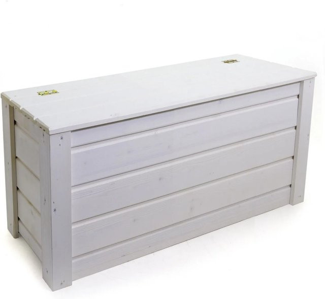 HolzFee Gartentruhe Flair in Weiß, skandinavische Truhenbank aus Fichte für Garten, Balkon oder Innenräume, B/T/H: 100 x 40 x 48 cm - Bild 1