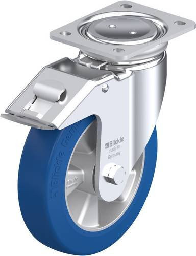 Blickle Lenkrolle LUH-ALBS 200K-FI mit Feststeller in Blau und Silber, Rad-Durchmesser: 200 mm, Tragfähigkeit: 750 kg - Bild 1