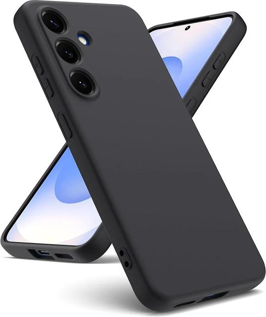 Stoßfeste Flüssigsilikonhülle für Samsung Galaxy S25 S24 S23 S22 Ultra Plus S21 FE in Schwarz Matt - Bild 1