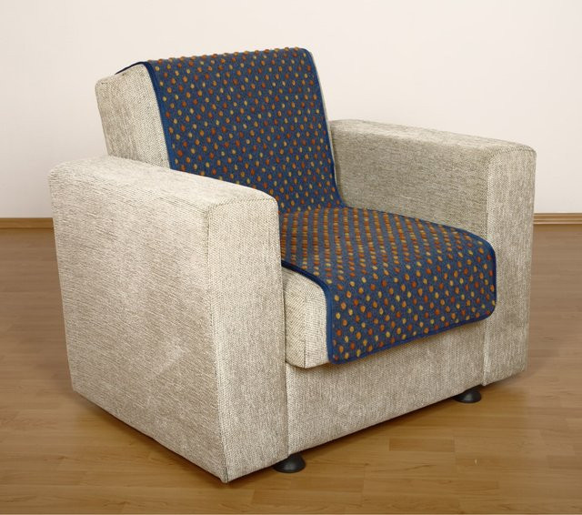 Linke Licardo Sesselschoner aus Wolle mit Noppen in Blau, Breite: 175 cm, Tiefe: 47 cm - Bild 1