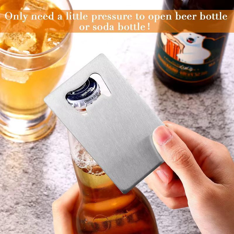 Edelstahl Bierflaschenöffner in Schwarz und Silber für Geldbörse und Tasche - Bild 4