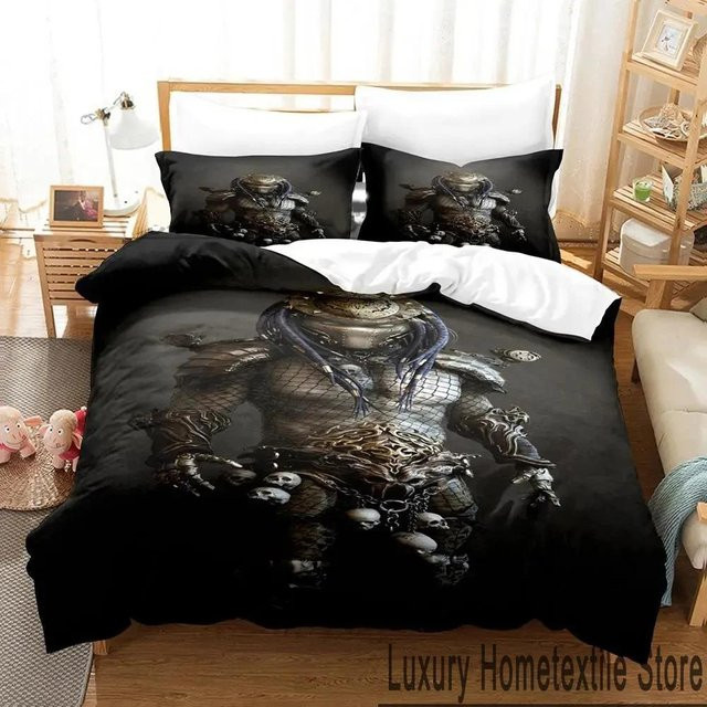 Bettwäsche Set The Predator mit 3D-Druck von Binchi Outdoor Product in Schwarz, bestehend aus Bettbezug und Kissenbezug, B/H: 70 x 133 cm - Bild 1