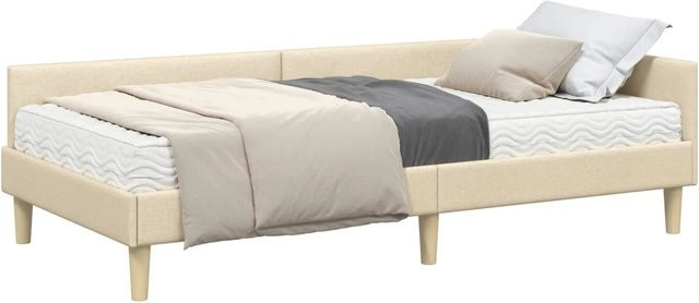 vidaXL Eckbettgestell mit Matratze 2-teilig in Creme, modernes Design aus Stoff und Holz - Bild 1