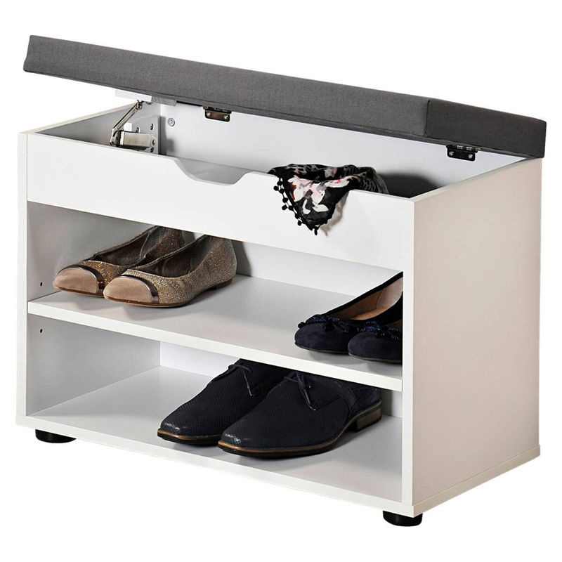 Kesper Schuhschrank mit Sitzkissen in Weiß und Grau, B/H/T: 30 x 45 x 150 cm - Bild 3