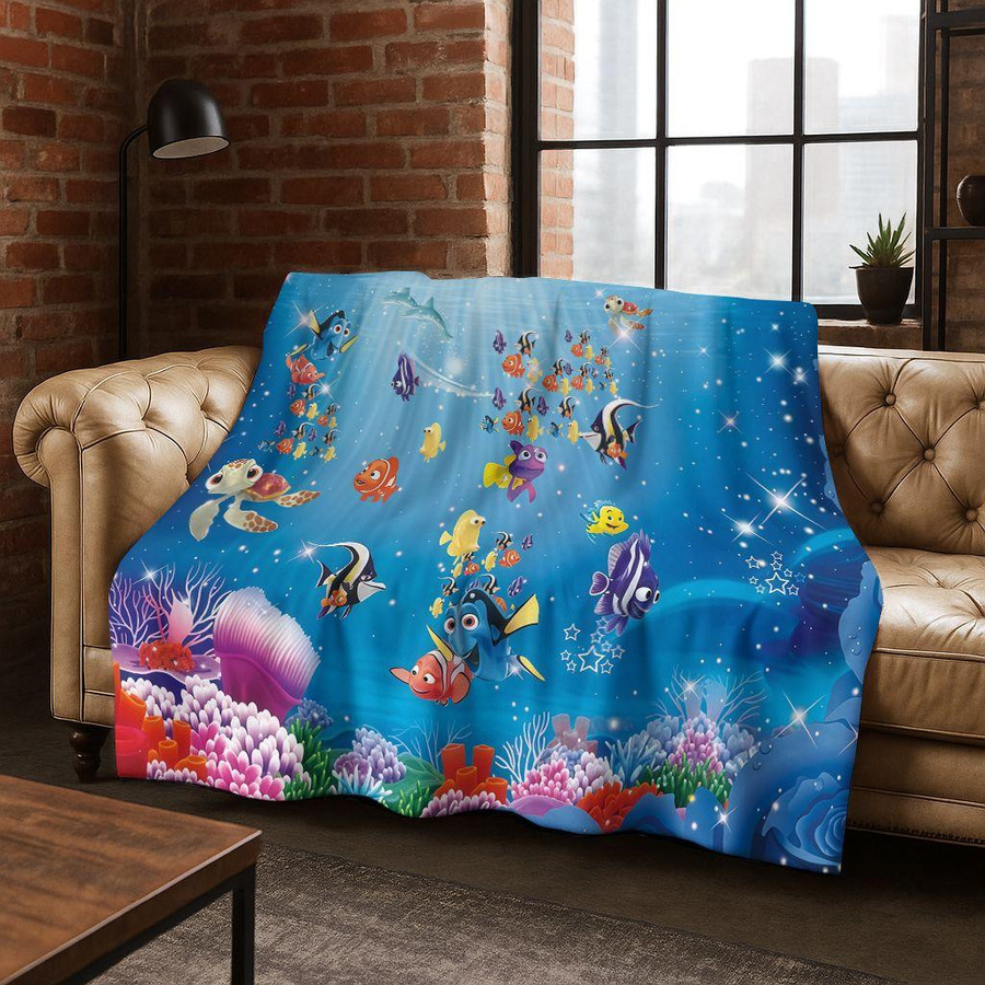 YangJOJO Flanell Decke Findet Nemo Unterwasserwelt 3D Cartoon, weiche Überwurfdecke für Kinder, Mehrfarbig, B: 100 cm, T: 150 cm - Bild 2