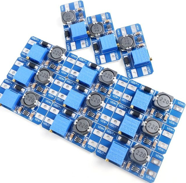 MT3608 Boost-Konverter-Modul DC-DC Step-Up 2A 2V-24V zu 5V/12V/28V Einstellbare Stromversorgungsplatine in Blau für Arduino und LED-Treiber - Bild 1