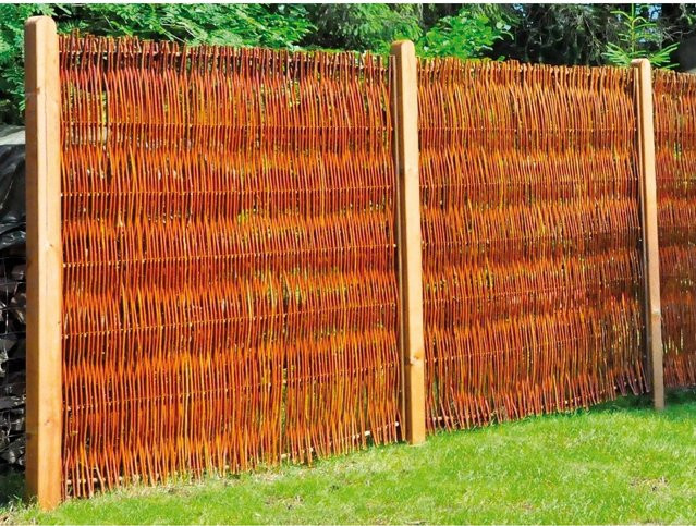 T & J Weidengeflechtzaun Fuego mit seitlichem Rahmen aus Weide, Haselnuss und Kiefer in Braun, B/H: 180 x 180 cm - Bild 1