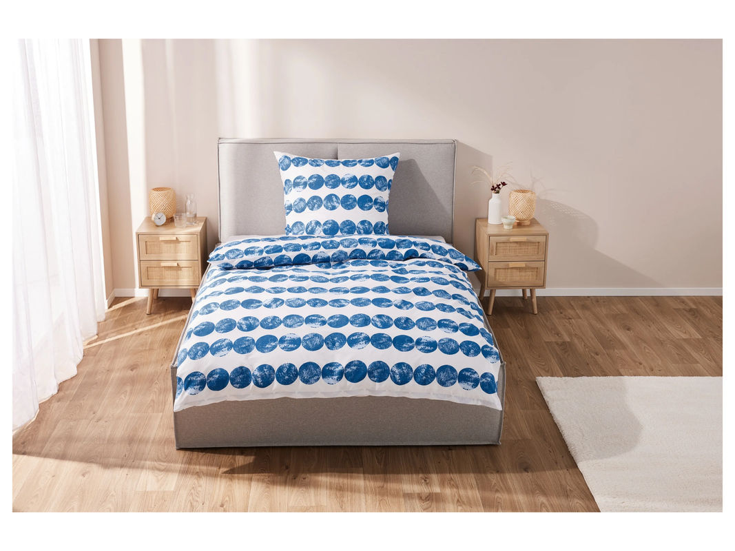 LIVARNO HOME Bettwäsche aus Baumwoll-Percale mit Punktemuster in Blau, B/H: 135 x 200 cm und 80 x 80 cm - Bild 2