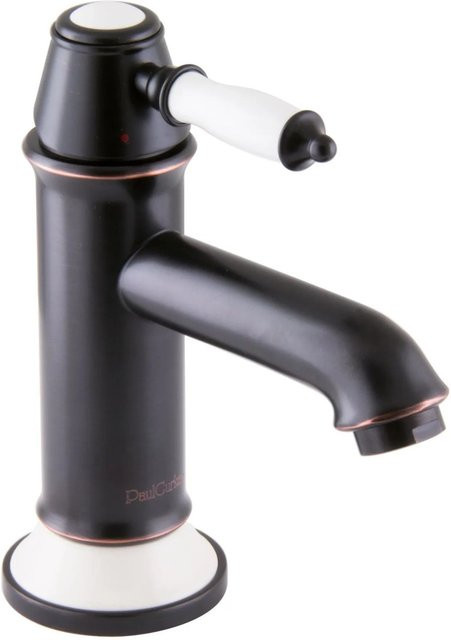PaulGurkes Nostalgie Einhandmischer Wasserhahn als Retro Waschtischbatterie in Matt Schwarz - Bild 1