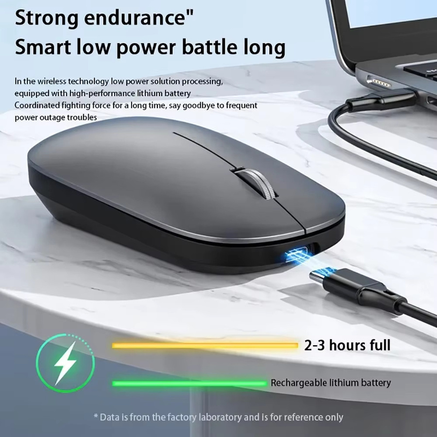 Kebidumei Dual-Modus Kabellose Maus mit Bluetooth und 2,4G, Wiederaufladbare Gaming- und Büromaus mit Silent-Tasten in Grau - Bild 4