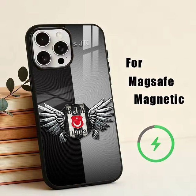 Besiktas BJK-1903 Handyhülle für Apple iPhone 11 bis iPhone 17 Pro Max, Magnetisch für MagSafe Kabelloses Laden, Schwarz - Bild 1