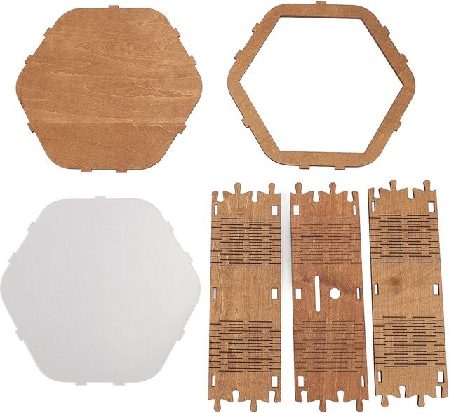 CosyHome Sechseckige Spardose aus Holz mit Digitalwaage in Braun - Bild 1