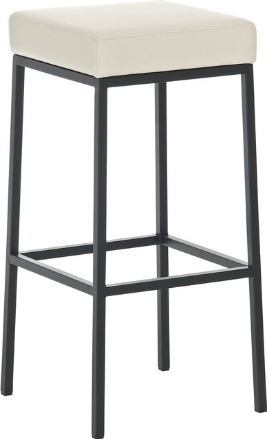 TPFLiving Barhocker Montana mit schwarzem Metallgestell und Kunstleder in Creme und Beige - Bild 1