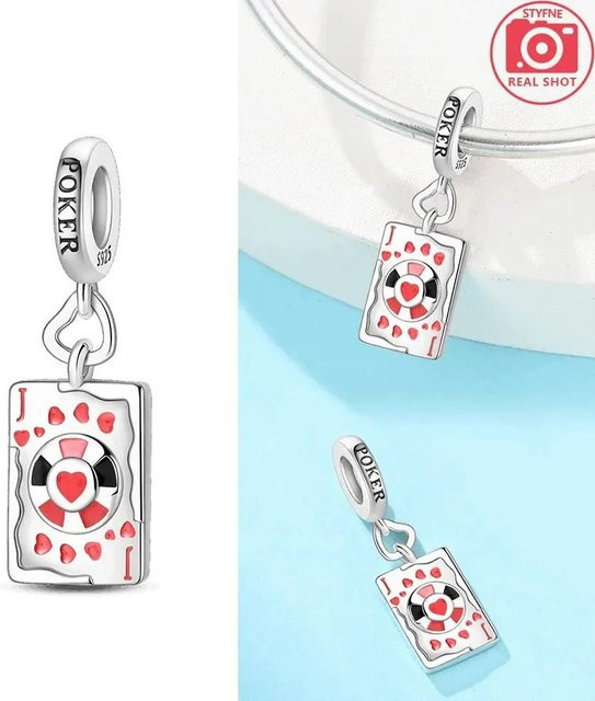 YIRAN Jewelry Anhänger Poker Karten, Messing, Kupferfarben, Perle, Damen - Bild 1
