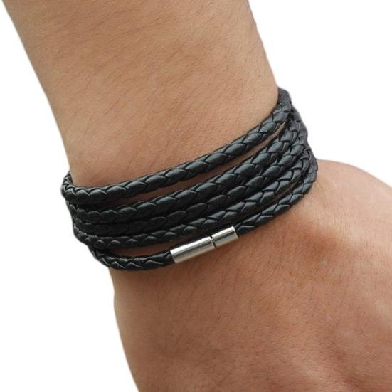 SILVERHOO Armreif Armband, Kunstleder, schwarz, Unisex - Bild 1