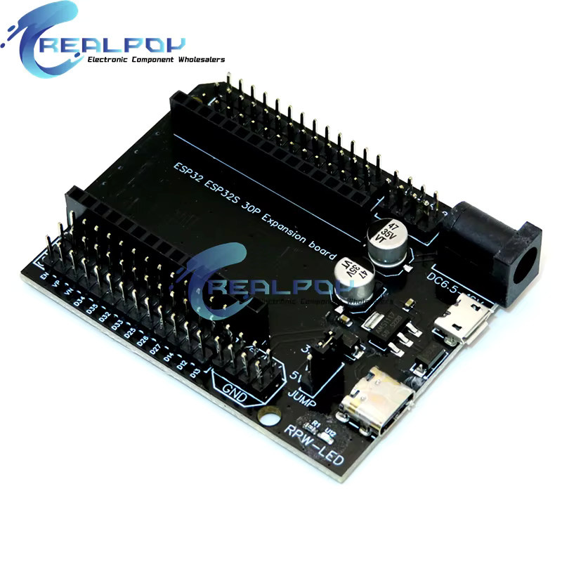 REALPOY ESP32-WROOM-32 Erweiterungs-Entwicklungsplatine DevKit V1 Shield Modul in Schwarz - Bild 2
