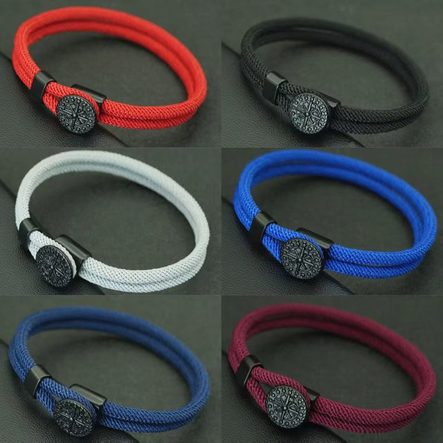 Noter Armband, geflochtenes Seil, Schwarz, Herren - Bild 1