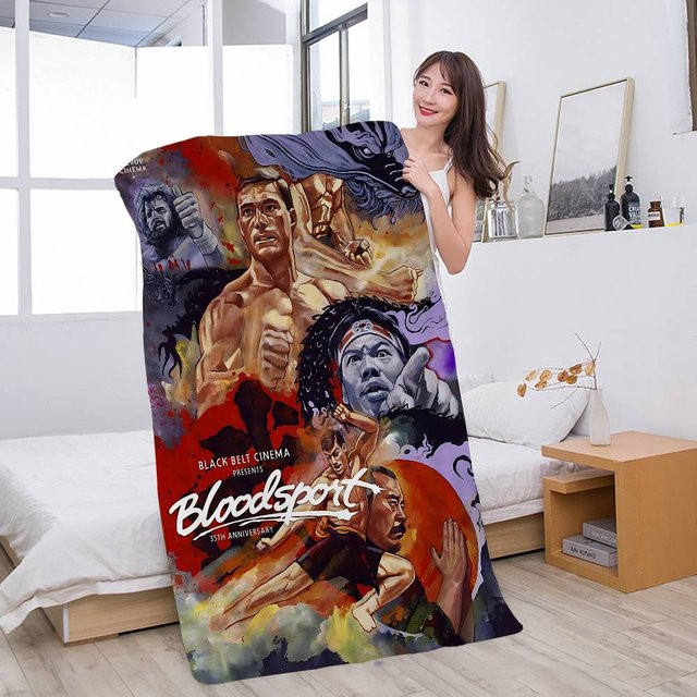 Ka Chen Muda Bloodsport Vintage Film Strandtuch aus Mikrofaser, schnelltrocknend und super saugfähig, Multicolor, Breite: 30 cm, Höhe: 60 cm - Bild 1