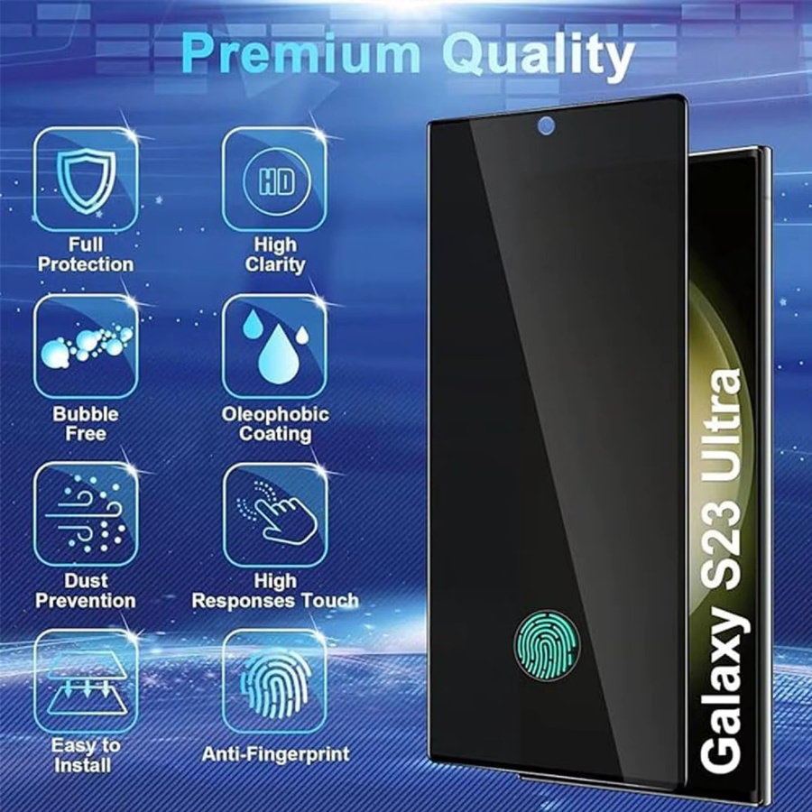 Anti-Spy Hartglas Displayschutzfolie für Samsung Galaxy S24 S23 S22 S21 Ultra, 3D-Vollabdeckung, transparent - Bild 2