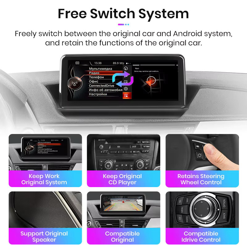Junsun Multimedia Autoradio mit 10,25 Zoll Display für BMW X1 E84 2014-2018, Wireless Apple CarPlay, Android Auto, Bluetooth und GPS, Schwarz - Bild 2