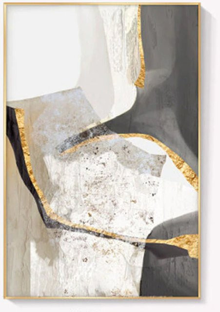 TPFLiving XXL Luxus Poster Leinwand Abstrakte Strukturen in Gold Weiss und Grau ohne Rahmen B: 40 cm, H: 60 cm - Bild 1