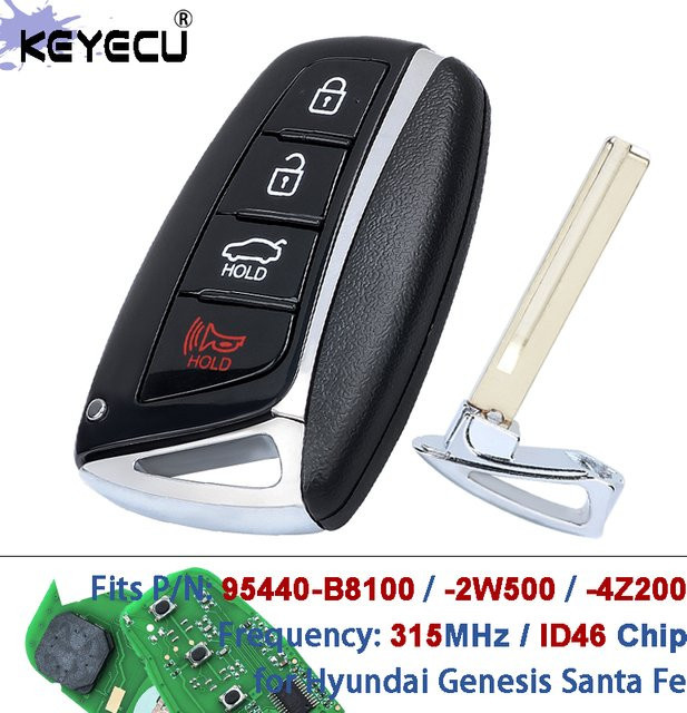 KEYECU Smart Remote Key Fob mit 315 MHz ID46 Chip für Hyundai Santa Fe und Genesis 2013-2018, Schwarz - Bild 1