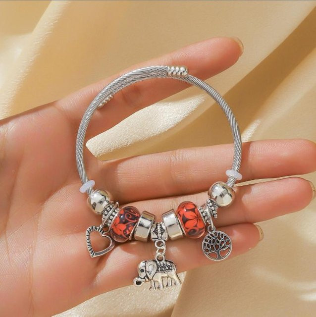 ouyaohong Armband, Pfirsichherz Lebensbaum Anhänger, Legierung, Kristall, rot, Damen - Bild 1