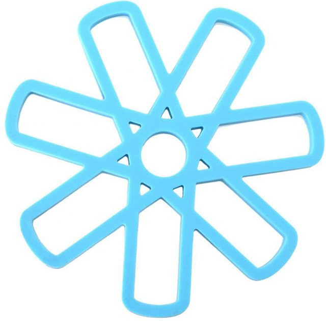 Blumenförmiger Silikon Tischuntersetzer von CosyHome, hitzebeständig und rutschfest, blau-weiß - Bild 1