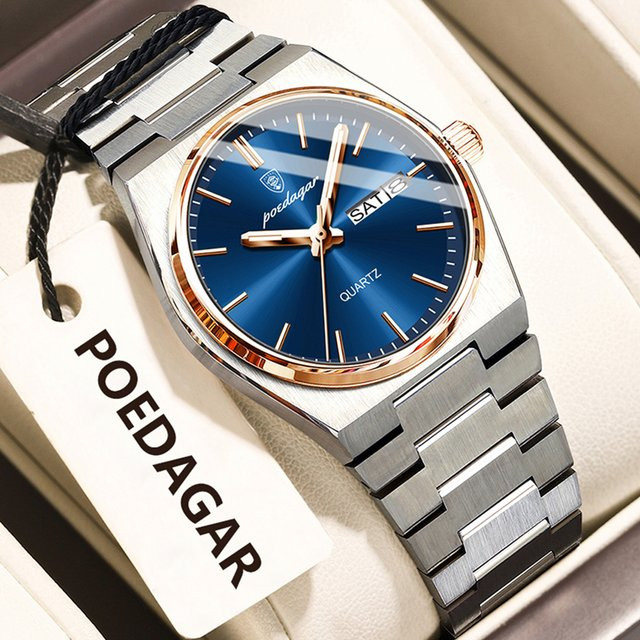 POEDAGAR Armbanduhr Edelstahl, Quarz, Silber, Damen - Bild 1