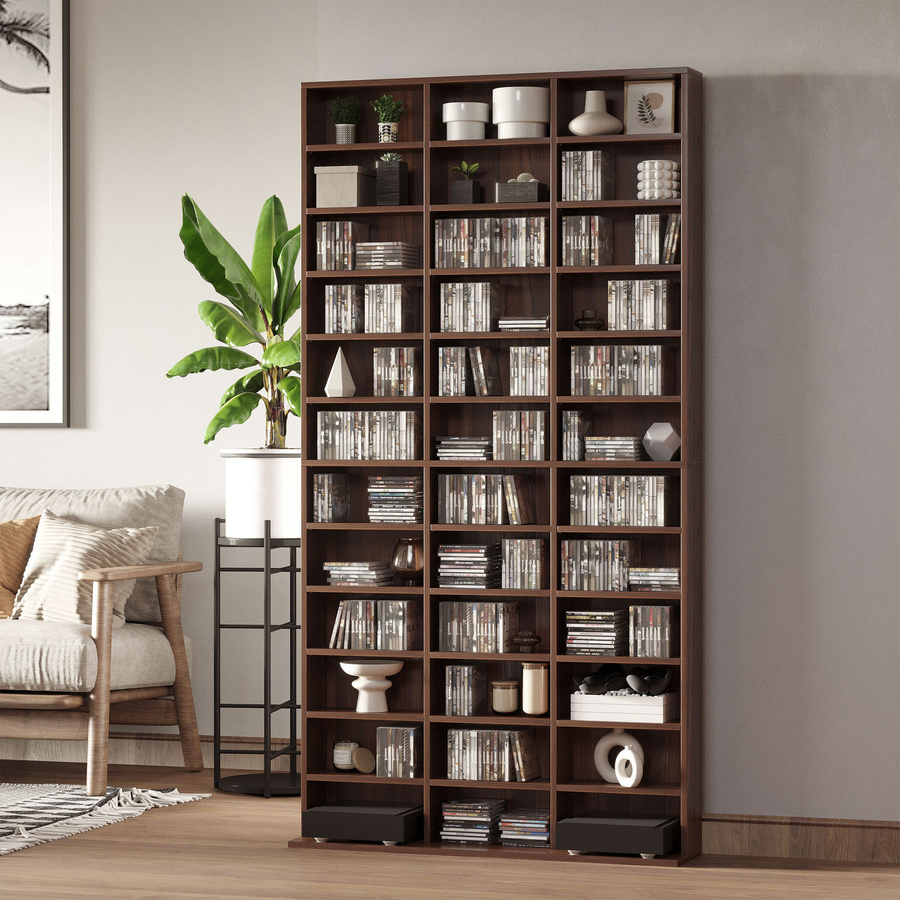 HOMCOM CD/DVD Aufbewahrungsschrank mit 36 höhenverstellbaren Fächern für 1116 CDs, Braun, B/T/H: 102 x 24 x 195 cm, Aosom - Bild 2
