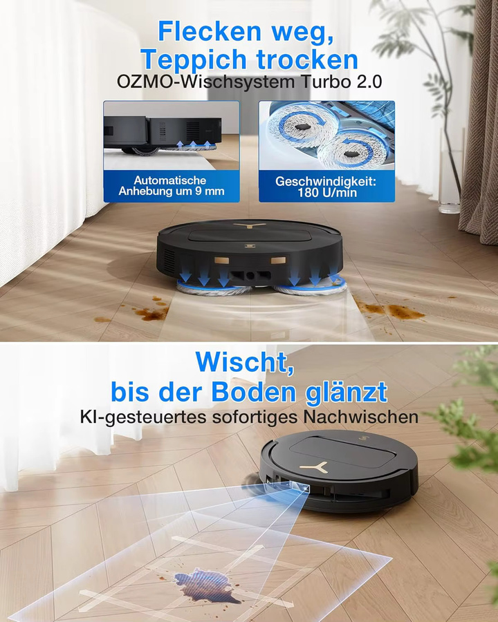 ECOVACS DEEBOT T50 PRO Omni Gen3 Roboterstaubsauger mit Wischfunktion, 25.000 Pa, AIVI 3D 3.0, Schwarz - Bild 6