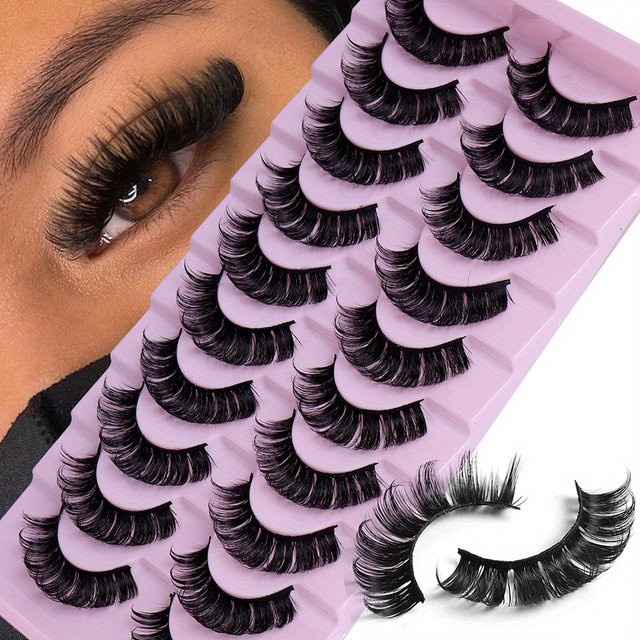 JIEFUXIN Wimpernverlängerung, 3D-Nerzwimpern, Black, 10 Paar, Unisex - Bild 1