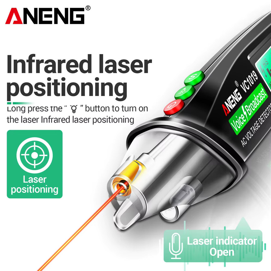 ANENG Intelligenter Spannungsprüfer-Stift VC1019 mit Sprachausgabe und Infrarot-Sensor-Positionierung für 12V-1000V AC - Bild 3