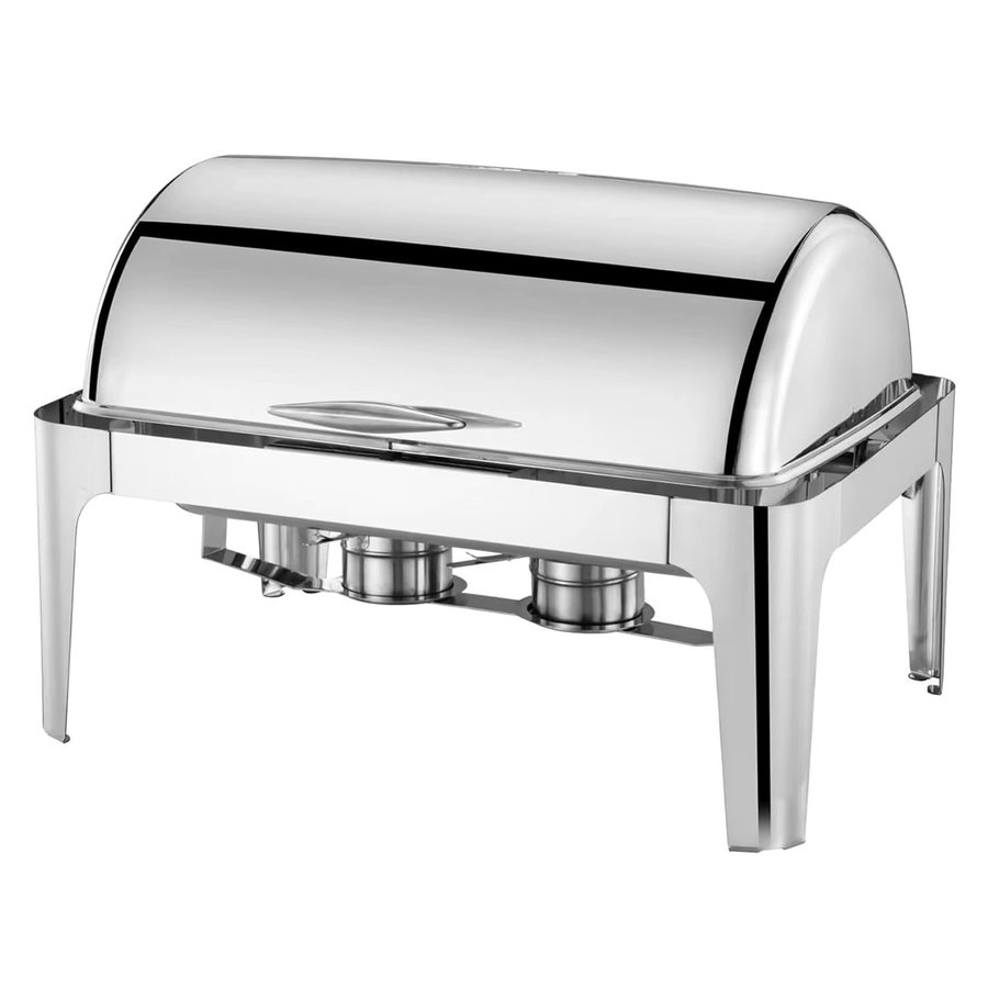HiMISS Roll-Top Chafing Dish Buffet-Set aus Edelstahl in Silber, rechteckiger Speisenwärmer mit Sichtdeckel - Bild 4
