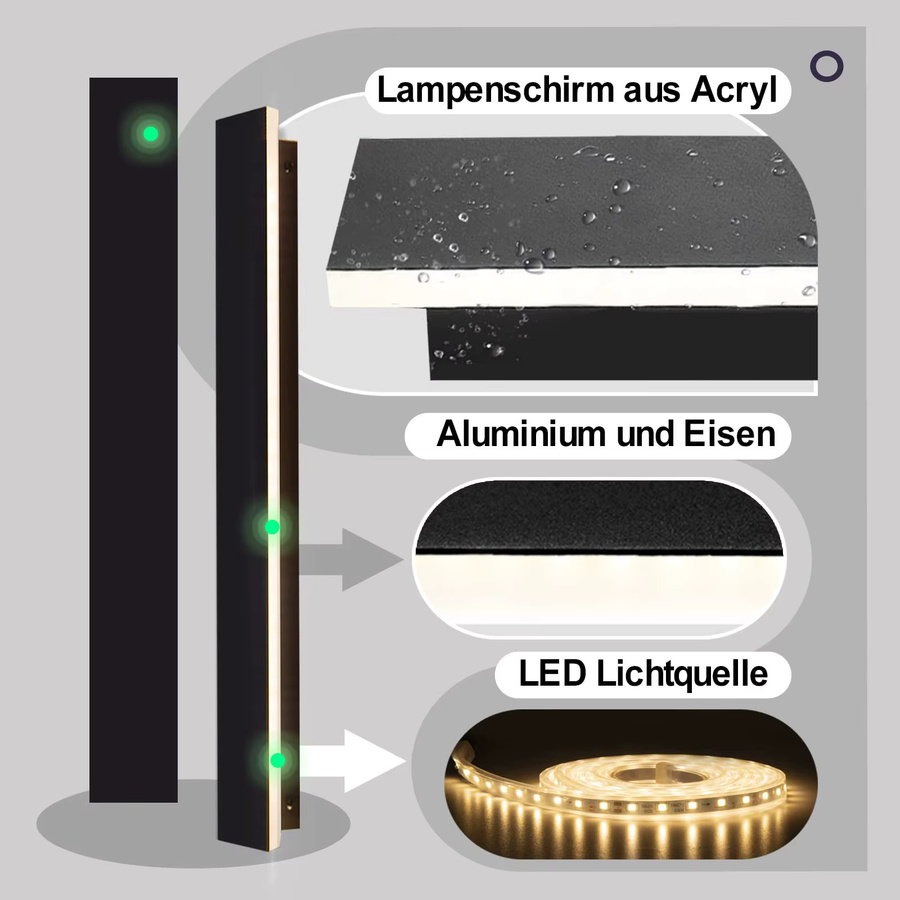 Moderne LED Außenwandleuchte IRALAN in Schwarz mit IP65 Wasserschutz für Garten und Veranda - Bild 5