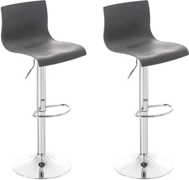 DELUKE 2er Set Barhocker PESAN in Grau und Silber, höhenverstellbare Barstühle mit Lehne und 360 Grad Drehsitz, B/T/H: 39 x 36 x 84 cm - Bild 1
